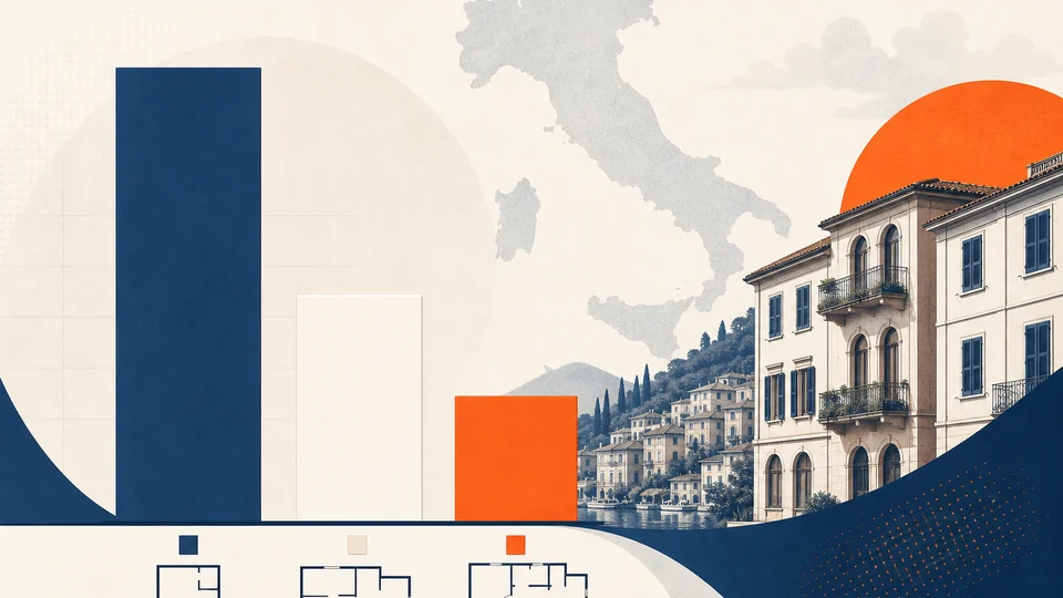 Illustrazione editoriale fasce di superficie abitativa negli scambi immobiliari