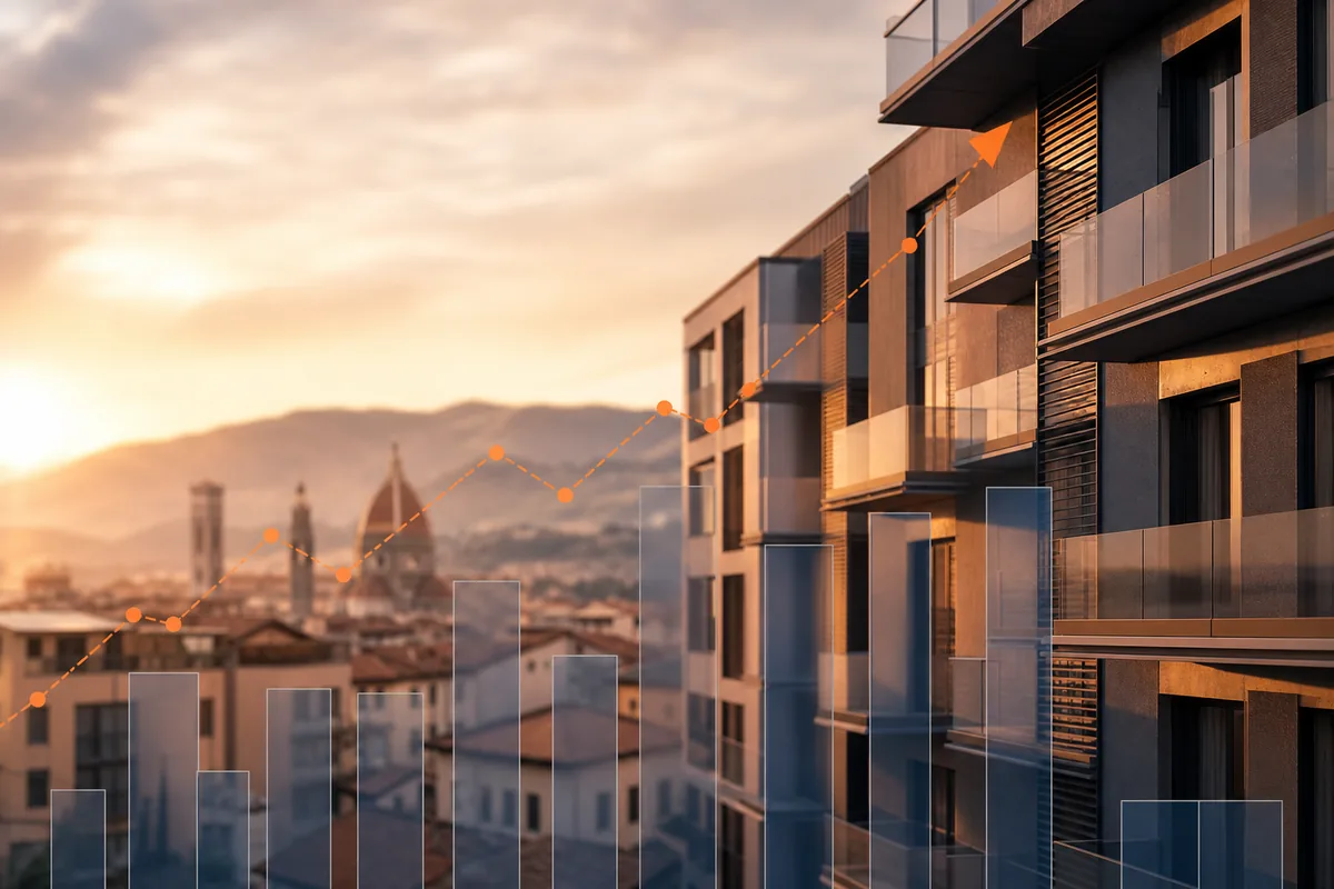 Facciate residenziali in Italia — metafora stock di case in vendita e dinamiche di offerta