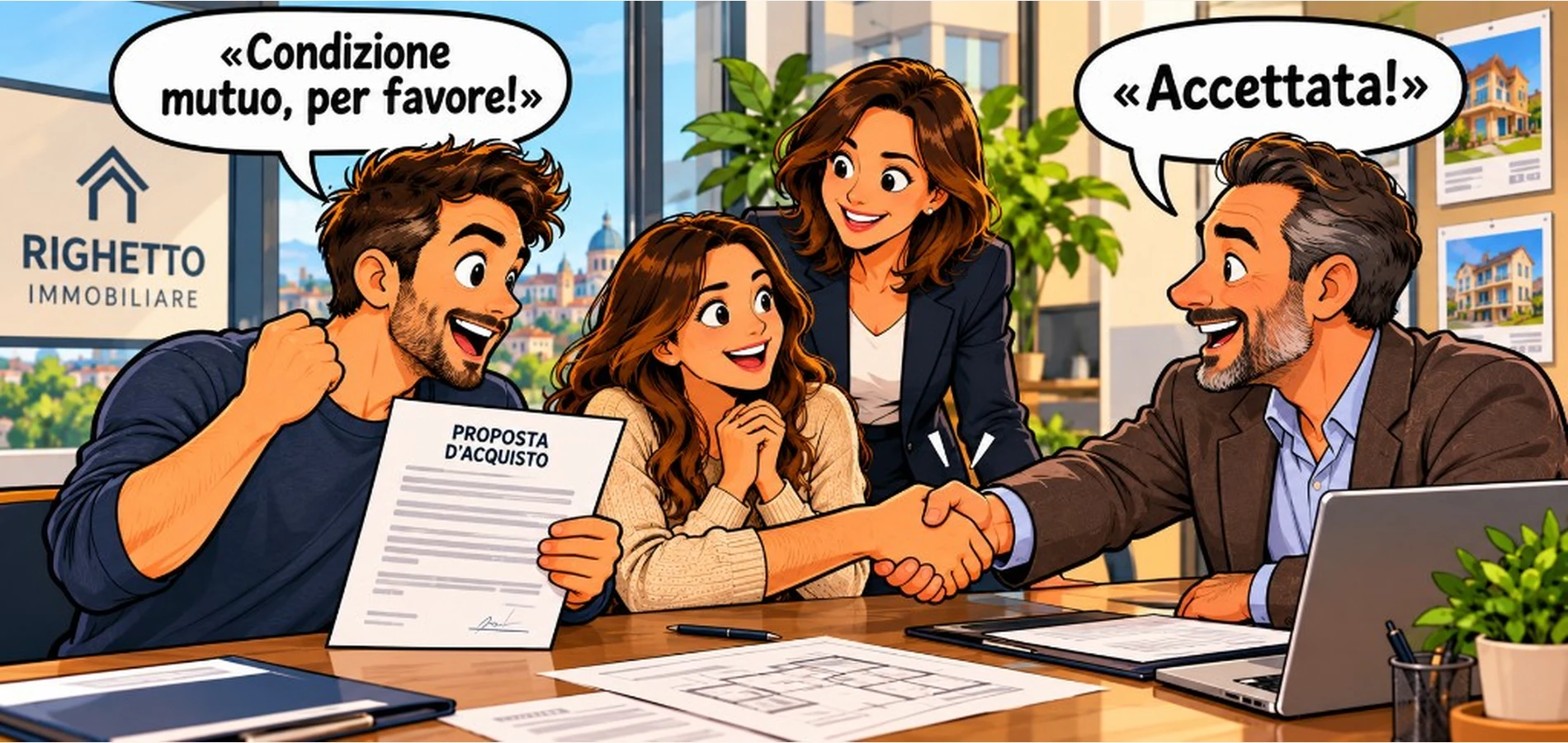 Vignetta fumetto — proposta d acquisto accettata con condizione mutuo